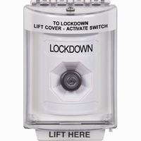 Safety Technology SS2333LD-EN | White Indoor/Outdoor Flush Key-to-Activate Stopper Station with LOCKDOWN Label English