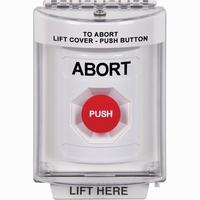 Safety Technology SS2334AB-EN | White Indoor/Outdoor Flush Momentary Stopper Station with ABORT Label English