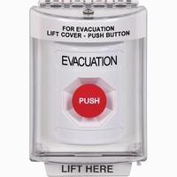 Safety Technology SS2334EV-EN | White Indoor/Outdoor Flush Momentary Stopper Station with EVACUATION Label English