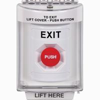 Safety Technology SS2334XT-EN | White Indoor/Outdoor Flush Momentary Stopper Station with EXIT Label English