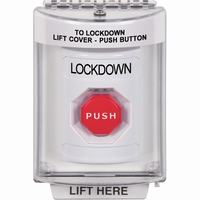 Safety Technology SS2335LD-EN | White Indoor/Outdoor Flush Momentary (Illuminated) Stopper Station with LOCKDOWN Label English
