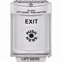 Safety Technology SS2340XT-EN | White Indoor/Outdoor Flush with Horn Key-to-Reset Stopper Station with EXIT Label English