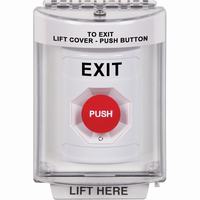 Safety Technology SS2341XT-EN | White Indoor/Outdoor Flush with Horn Turn-to-Reset Stopper Station with EXIT Label English