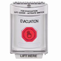 Safety Technology SS2347EV-EN | White Indoor/Outdoor Flush with Horn Weather Resistant Momentary (Illuminated) with Red Lens Stopper Station with EVACUATION Label English