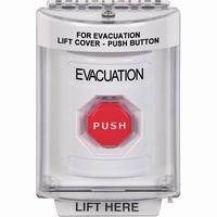 Safety Technology SS2348EV-EN | White Indoor/Outdoor Flush with Horn Pneumatic (Illuminated) Stopper Station with EVACUATION Label English