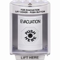 Safety Technology SS2370EV-EN | White Indoor/Outdoor Surface Key-to-Reset Stopper Station with EVACUATION Label English