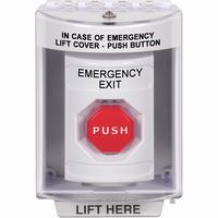 Safety Technology SS2372EX-EN | White Indoor/Outdoor Surface Key-to-Reset (Illuminated) Stopper Station with EMERGENCY EXIT Label English