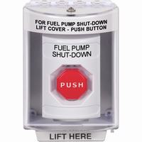 Safety Technology SS2372PS-EN | White Indoor/Outdoor Surface Key-to-Reset (Illuminated) Stopper Station with FUEL PUMP SHUT DOWN Label English