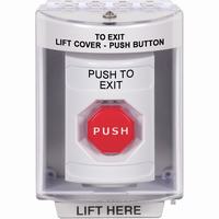Safety Technology SS2372PX-EN | White Indoor/Outdoor Surface Key-to-Reset (Illuminated) Stopper Station with PUSH TO EXIT Label English