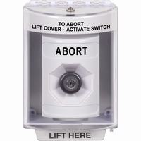 Safety Technology SS2373AB-EN | White Indoor/Outdoor Surface Key-to-Activate Stopper Station with ABORT Label English