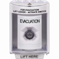 Safety Technology SS2373EV-EN | White Indoor/Outdoor Surface Key-to-Activate Stopper Station with EVACUATION Label English
