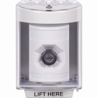 Safety Technology SS2373NT-EN | White Indoor/Outdoor Surface Key-to-Activate Stopper Station with No Text Label English