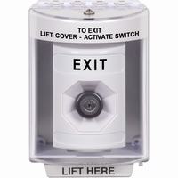 Safety Technology SS2373XT-EN | White Indoor/Outdoor Surface Key-to-Activate Stopper Station with EXIT Label English