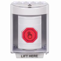 Safety Technology SS2376NT-EN | White Indoor/Outdoor Surface Momentary (Illuminated) with Red Lens Stopper Station with No Text Label English