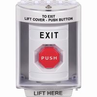 Safety Technology SS2378XT-EN | White Indoor/Outdoor Surface Pneumatic (Illuminated) Stopper Station with EXIT Label English