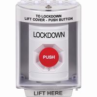 Safety Technology SS2381LD-EN | White Indoor/Outdoor Surface with Horn Turn-to-Reset Stopper Station with LOCKDOWN Label English
