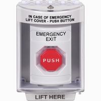 Safety Technology SS2385EX-EN | White Indoor/Outdoor Surface with Horn Momentary (Illuminated) Stopper Station with EMERGENCY EXIT Label English