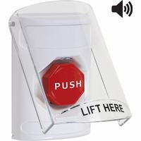 Safety Technology SS23A8NT-EN | White Indoor Only Flush or Surface with Horn Pneumatic (Illuminated) Stopper Station with No Text Label English
