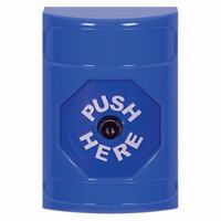 Safety Technology SS2400NT-EN | Blue No Cover Key-to-Reset Stopper Station with No Text Label English