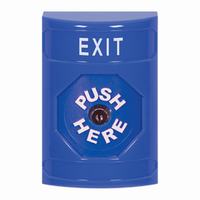 Safety Technology SS2400XT-EN | Blue No Cover Key-to-Reset Stopper Station with EXIT Label English