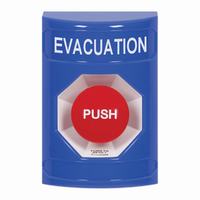 Safety Technology SS2401EV-EN | Blue No Cover Turn-to-Reset Stopper Station with EVACUATION Label English