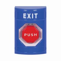 Safety Technology SS2402XT-EN | Blue No Cover Key-to-Reset (Illuminated) Stopper Station with EXIT Label English