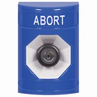Safety Technology SS2403AB-EN | Blue No Cover Key-to-Activate Stopper Station with ABORT Label English