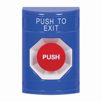 Safety Technology SS2404PX-EN | Blue No Cover Momentary Stopper Station with PUSH TO EXIT Label English