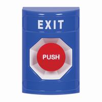 Safety Technology SS2404XT-EN | Blue No Cover Momentary Stopper Station with EXIT Label English