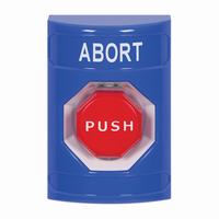 Safety Technology SS2405AB-EN | Blue No Cover Momentary (Illuminated) Stopper Station with ABORT Label English