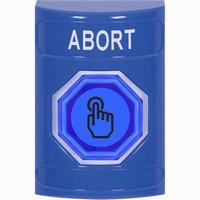 Safety Technology SS2406AB-EN | Blue No Cover Momentary (Illuminated) with Blue Lens Stopper Station with ABORT Label English