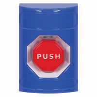 Safety Technology SS2408NT-EN | Blue No Cover Pneumatic (Illuminated) Stopper Station with No Text Label English