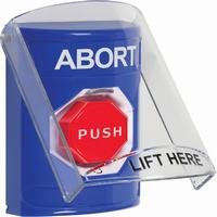 Safety Technology SS2429AB-EN | Blue Indoor Only Flush or Surface Turn-to-Reset (Illuminated) Stopper Station with ABORT Label English