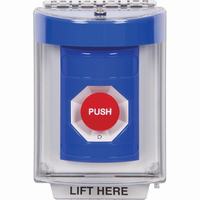 Safety Technology SS2431NT-EN | Blue Indoor/Outdoor Flush Turn-to-Reset Stopper Station with No Text Label English