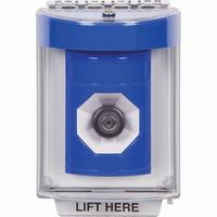 Safety Technology SS2433NT-EN | Blue Indoor/Outdoor Flush Key-to-Activate Stopper Station with No Text Label English