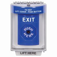 Safety Technology SS2440XT-EN | Blue Indoor/Outdoor Flush with Horn Key-to-Reset Stopper Station with EXIT Label English