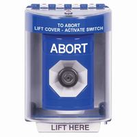 Safety Technology SS2473AB-EN | Blue Indoor/Outdoor Surface Key-to-Activate Stopper Station with ABORT Label English