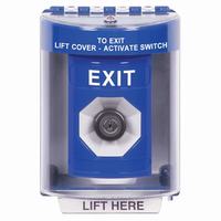 Safety Technology SS2473XT-EN | Blue Indoor/Outdoor Surface Key-to-Activate Stopper Station with EXIT Label English