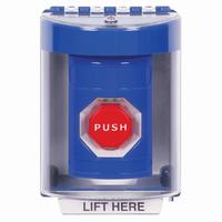 Safety Technology SS2475NT-EN | Blue Indoor/Outdoor Surface Momentary (Illuminated) Stopper Station with No Text Label English