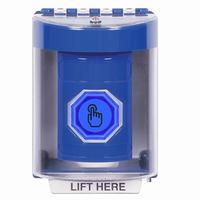 Safety Technology SS2476NT-EN | Blue Indoor/Outdoor Surface Momentary (Illuminated) with Blue Lens Stopper Station with No Text Label English