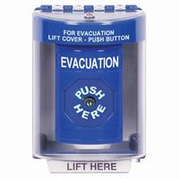 Safety Technology SS2480EV-EN | Blue Indoor/Outdoor Surface with Horn Key-to-Reset Stopper Station with EVACUATION Label English