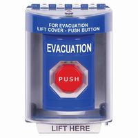 Safety Technology SS2482EV-EN | Blue Indoor/Outdoor Surface with Horn Key-to-Reset (Illuminated) Stopper Station with EVACUATION Label English