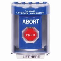 Safety Technology SS2485AB-EN | Blue Indoor/Outdoor Surface with Horn Momentary (Illuminated) Stopper Station with ABORT Label English