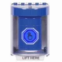Safety Technology SS2486NT-EN | Blue Indoor/Outdoor Surface with Horn Momentary (Illuminated) with Blue Lens Stopper Station with No Text Label English