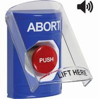 Safety Technology SS24A4AB-EN | Blue Indoor Only Flush or Surface with Horn Momentary Stopper Station with ABORT Label English