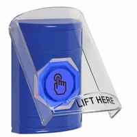 Safety Technology SS24A6NT-EN | Blue Indoor Only Flush or Surface with Horn Momentary (Illuminated) with Blue Lens Stopper Station with No Text Label English