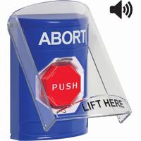 Safety Technology SS24A9AB-EN | Blue Indoor Only Flush or Surface with Horn Turn-to-Reset (Illuminated) Stopper Station with ABORT Label English