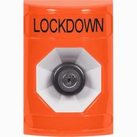 Safety Technology SS2503LD-EN | Orange No Cover Key-to-Activate Stopper Station with LOCKDOWN Label English