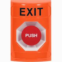 Safety Technology SS2504XT-EN | Orange No Cover Momentary Stopper Station with EXIT Label English