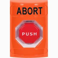 Safety Technology SS2505AB-EN | Orange No Cover Momentary (Illuminated) Stopper Station with ABORT Label English